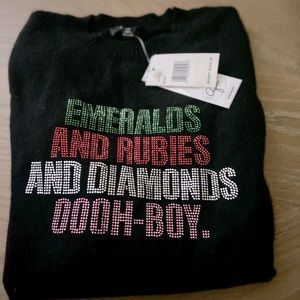 Emeralds, & Rubies & Diamonds ooh boy 100% Cashmere Sweater by Aqua NWT $188